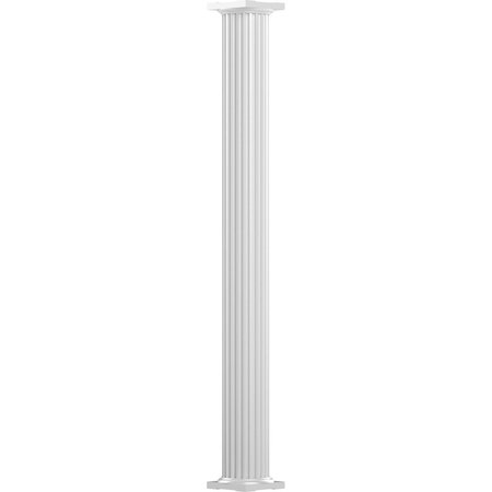 EKENA MILLWORK 6" x 8' Endura-Aluminum Column, Round Shaft (Load-Bearing 20,000 lbs), Non-Tapered, FLuted EA0608ANFSATUTU